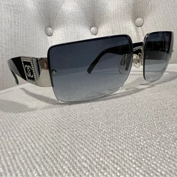 Chanel Vintage CC Sunglasses - Silver Iridescent - Rhinestones - 4095-B 124/Z1 CHANEL | Accessories | Sale Chanel Sunglasses | Poshmark main image 4